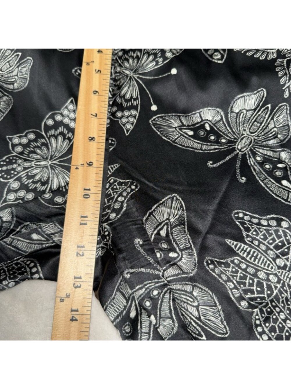 Johnny Was Womens S Black Butterfly Print Satin Pants Wide Leg Drawstring - Picture 5 of 7